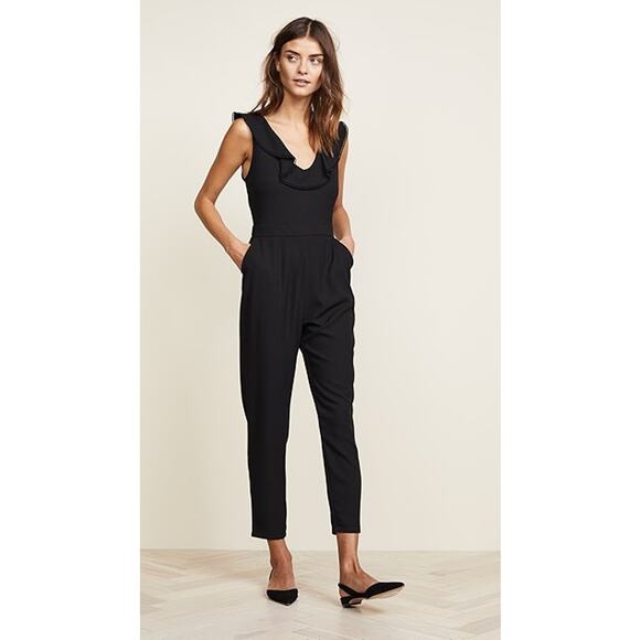 Cupcakes and Cashmere 2 Lima Jumpsuit Black Crocheted Neckline Side Pockets - Picture 1 of 10